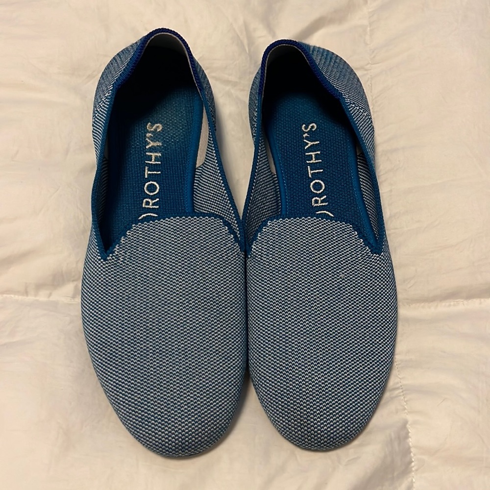 Rothy’s “The Loafer” style in the color Tide Pool - fits small!